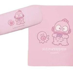 Sanrio pink hangyodon eyeglasses case with cleaning cloth